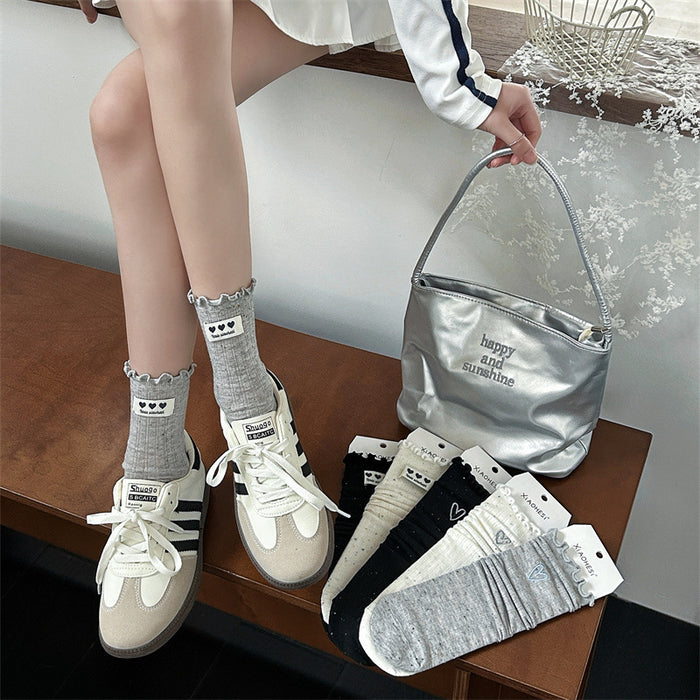 Wholesale New Socks, Children's Middle Socks, Love Cloth Label Accessories, Stacked Socks