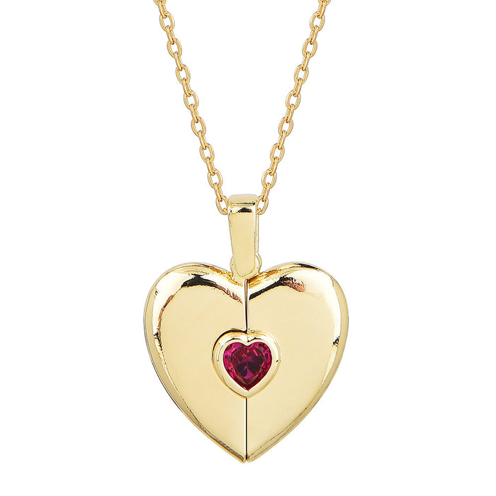 Wholesale Openable heart-shaped gemstone necklaces