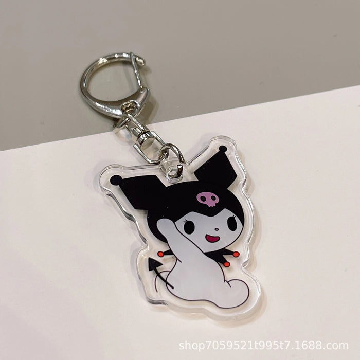 Wholesale Double-sided Keychain Cute Cartoon Book Bag Pendant Transparent Pendant Acrylic Keychain for Men and Women