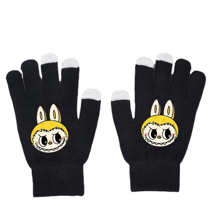 Wholesale Warm Dopamine Printed Knitted Gloves