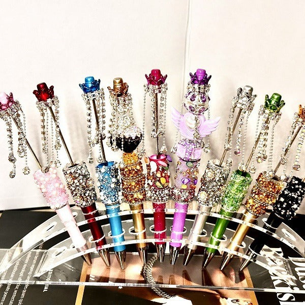 Wholesale Beaded Crystal Pen,  Spinning Model,  Black Ink,  Jewelry Accessory Gift