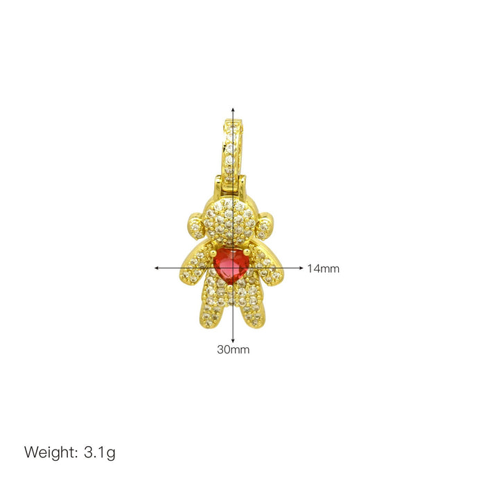 Wholesale Love heart copper gold-plated inlaid colorful zircon pendant high-end full zircon necklace