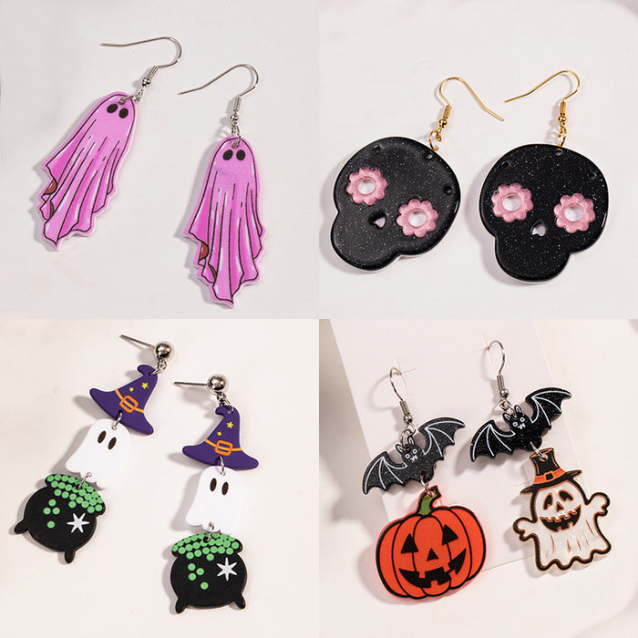 Wholesale  Earrings Collection Cute Cartoon Fun Ghost Pumpkin Skull Earrings