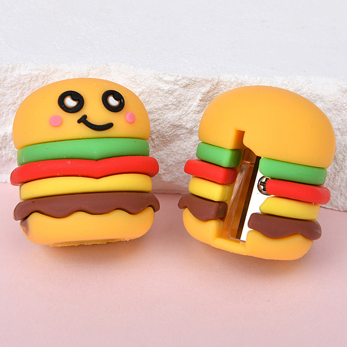 Wholesale 24pcs Cute fries hamburger cartoon students pencil sharpener pencil sharpener