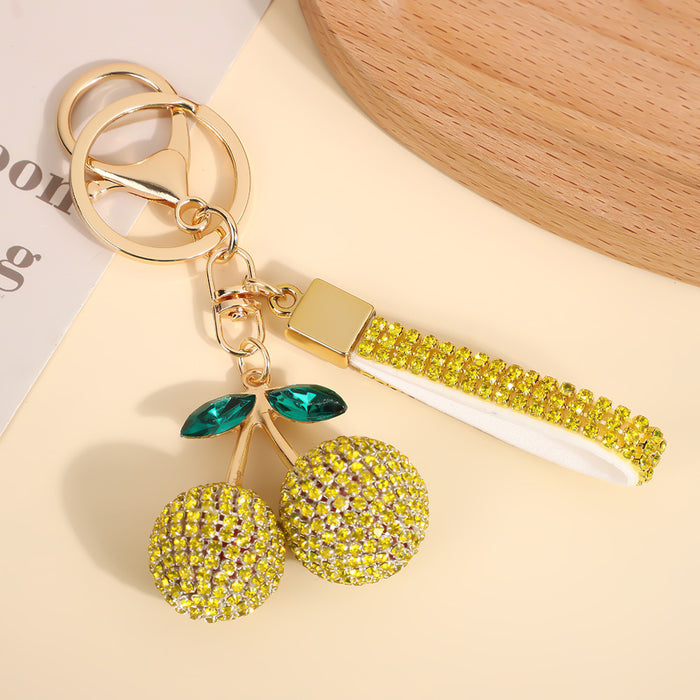 Wholesale Modern minimalist cherry keychain with diamonds