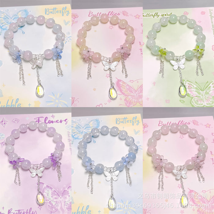 Wholesale Glass Crystal Butterfly Water Drop Bracelet Fashion Accessory