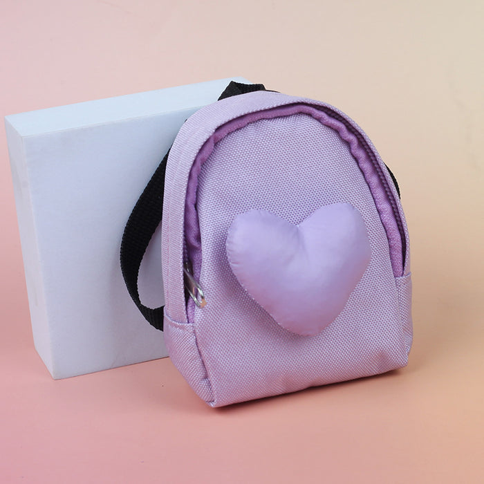 Wholesale Chic Love Heart Canvas Coin Purse Solid Pink Earphone Lipstick Bag Pendant