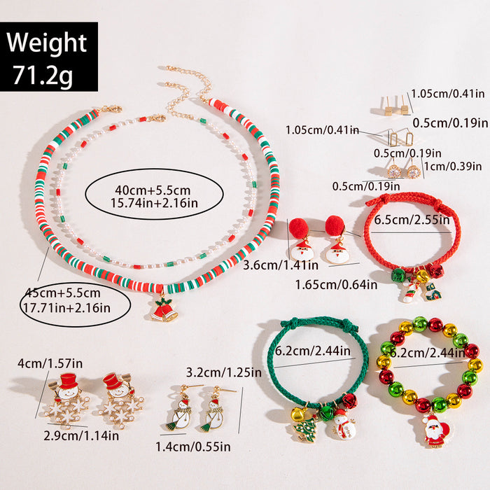 Wholesale Cute Snowman Christmas Tree Jewelry Set - Earrings Necklace Bracelet - Chic Party Wear Jewelry MOQ≥2