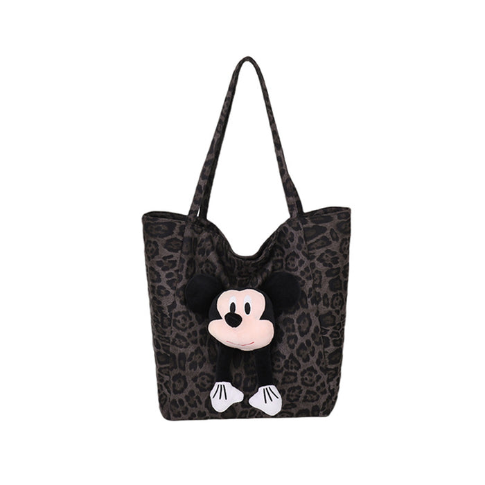 Wholesale Deer skin velvet bag popular leopard print single shoulder casual fashion commuting tote bag