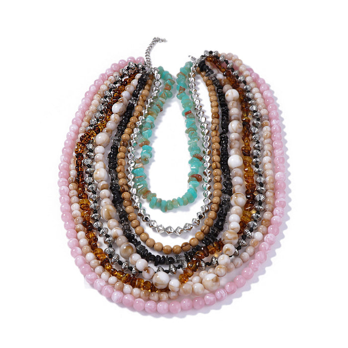 Wholesale Fashion Bohemian Color Multi-layer Beaded Necklace All-match Casual