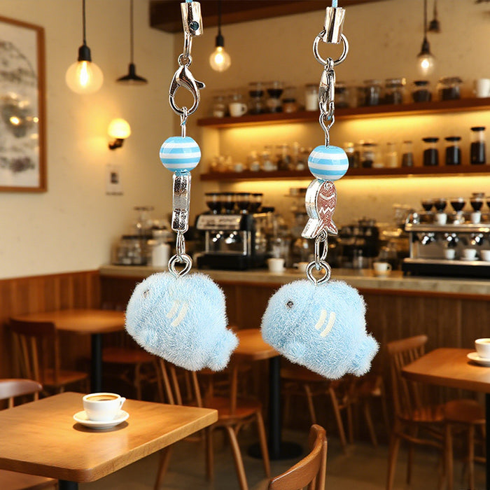 Wholesale Cute Cartoon Flocked Ocean Fish Mobile Phone Bag Charm Keychain