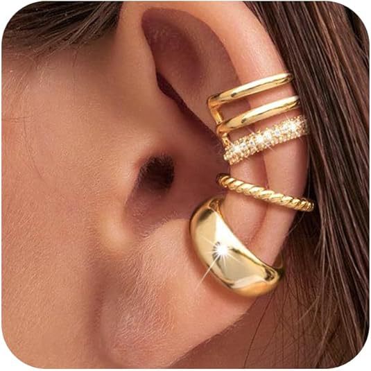 Wholesale Fashion Zircon Set Simple Women's Versatile Earbone Clip Cross Fried Dough Twists Three Piece Set