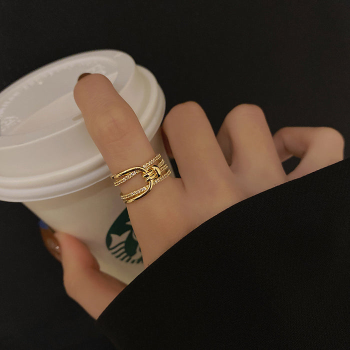 Wholesale Micro-inlaid Crystal Zircon Pearl Ring