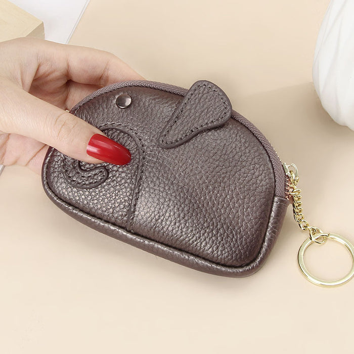 Wholesale Creative Keychain Coin Bag Cute Cartoon Baby Elephant Mini Coin Bag Leather Coin Purse for Women