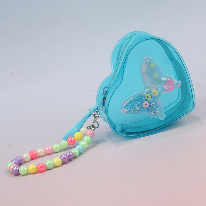 Wholesale Heart Butterfly Transparent Jelly PVC Coin Purse Stylish Fashion Accessory Gift