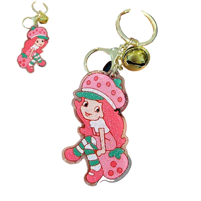 Wholesale 5 PCS Cute pink acrylic keychain with fine shimmer