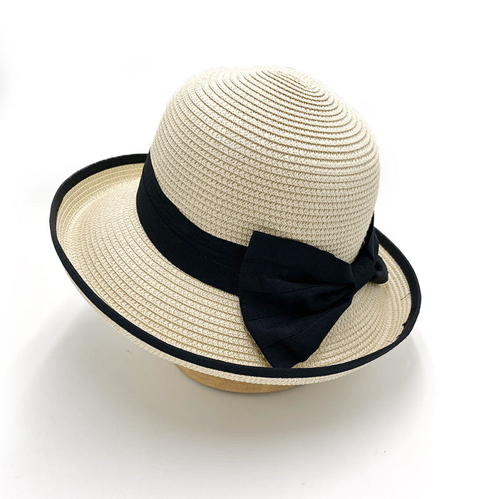 Wholesale Brimmed Straw Hat for Women Summer Bow Sun Hat Sun Protection