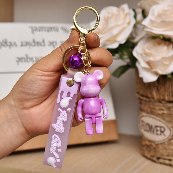 Wholesale Acrylic Colorful Bear Keychain Pendant Cartoon Couple Doll Backpack Car Keychain Small Gift