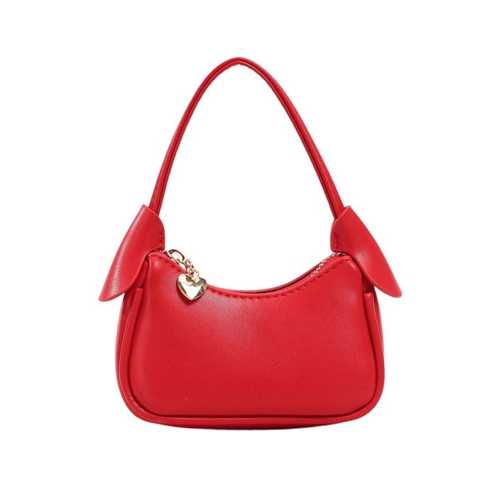 Wholesale Korean Style Solid Color PU Children' s Handbag with Heart Zipper Pull Cute Casual Accessory
