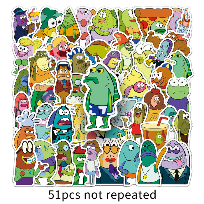 Wholesale 51pcs hand painted cartoon character decorative stickers