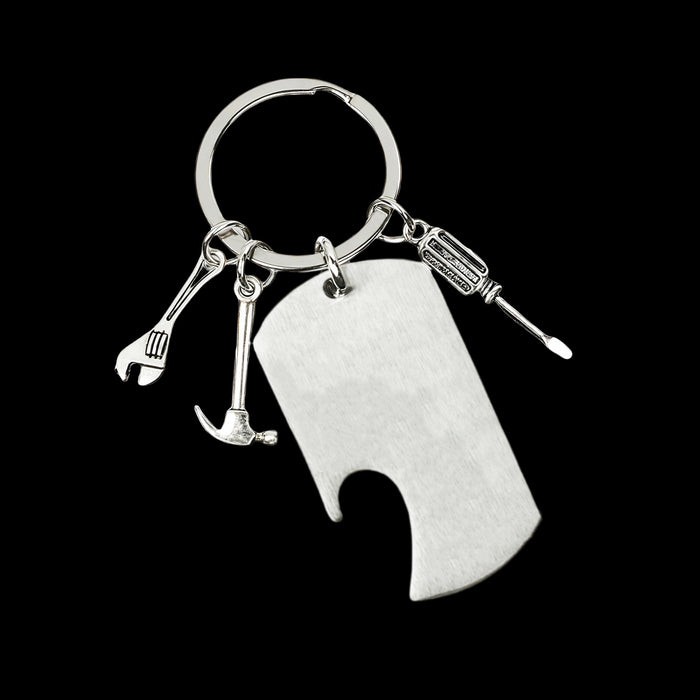 Wholesale Stainless steel military brand bottle opener keychain with English laser engraving