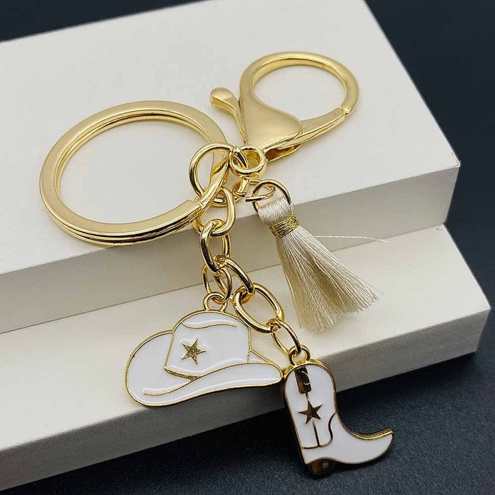 Wholesale Vintage denim-style alloy keychain