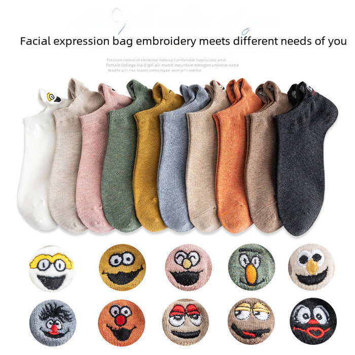 Wholesale Low cut short socks, personalized cartoon embroidery socks, boat socks