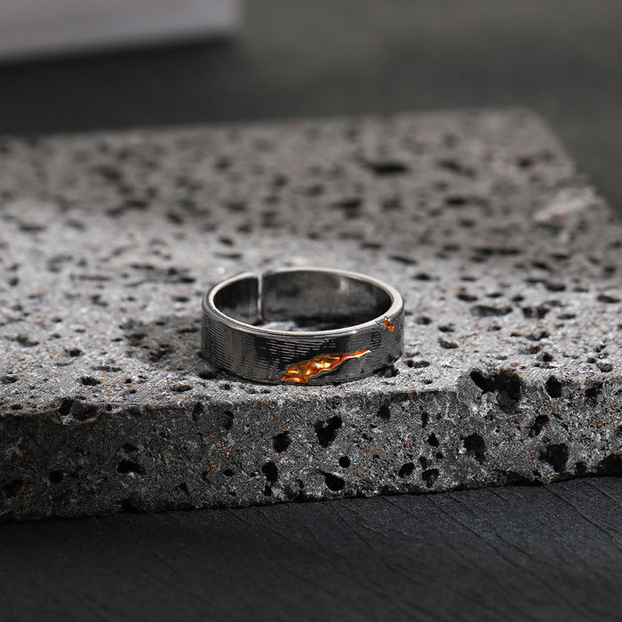 Wholesale Vintage ring, personalized and trendy hand ring, simple living mouth, plain ring, cracked ring