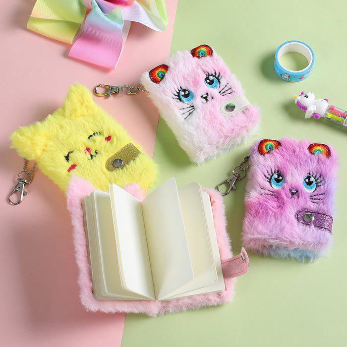 Wholesale Cartoon Plush Notebook Cute Cat Design Kids Writing Diary Gift MOQ≥2