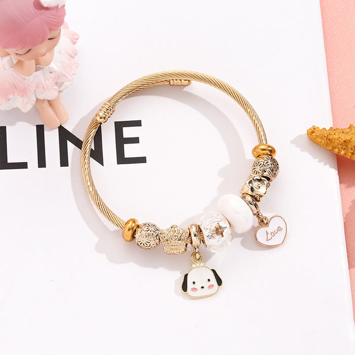 Wholesale Stainless Steel Beaded Bracelet with Heart Pendant Fashion Accessory MOQ≥2