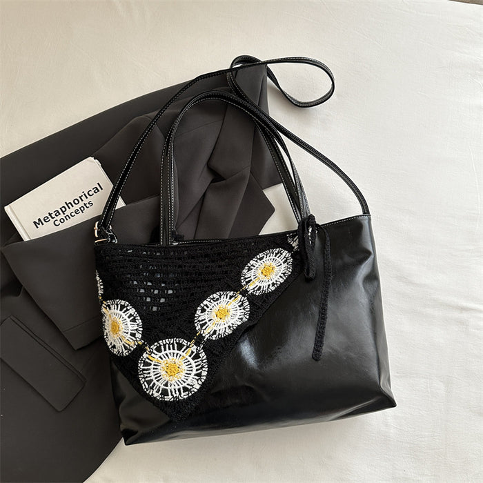 Wholesale PU Tote Bag Urban Simple Style Black Magnetic Closure Fashion