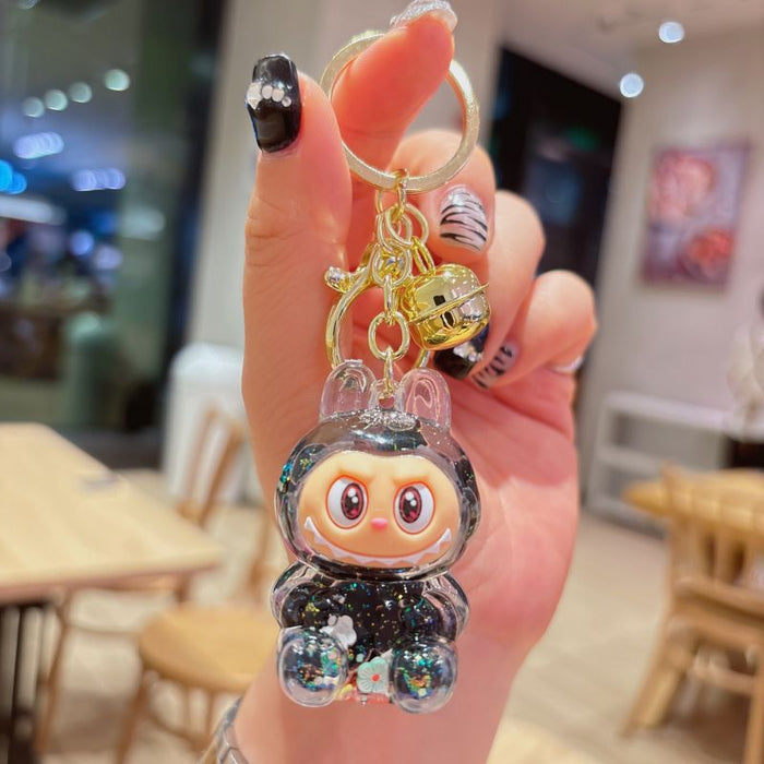 Wholesale acrylic rab cloth quicksand key chain pendant  key chain gift