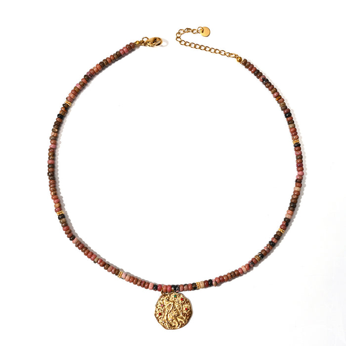 Wholesale Original Jewelry Design Colorful Natural Stone Necklace Stainless Steel Twelve Constellation Necklace Personalized Matching