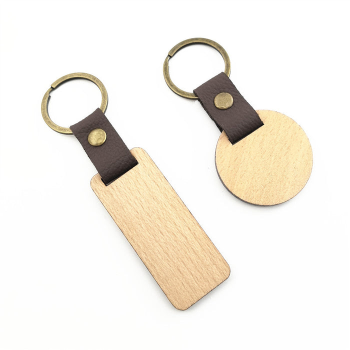 Wholesale Solid wood keychain, walnut keychain, round wooden keychain