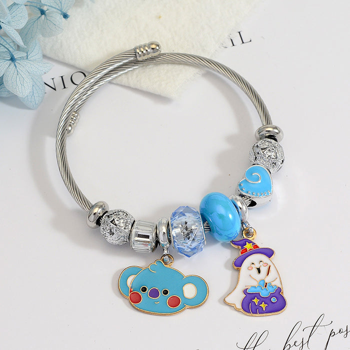 Wholesale Cartoon Pumpkin Pendant Stainless Steel Bracelet Fashion Jewelry Accessory MOQ≥2