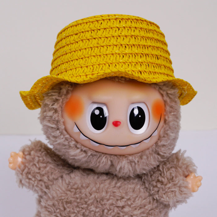 Wholesale  mini hollow top woven straw hat dome wave pull cloth leaking ear hat dress-up baby clothes accessories