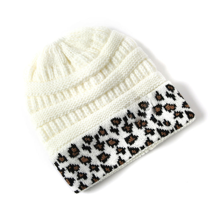Wholesale Winter warm leopard print knitted hat