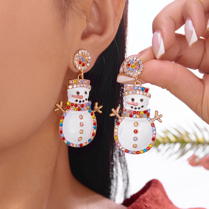 Wholesale Christmas tree snowflake bell earrings new style elk crutch earrings colorful bell Christmas tassel earrings