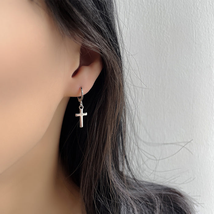 Wholesale Cross earrings with personality, simplicity, temperament, circle earrings, versatile fashion, plain circle earrings