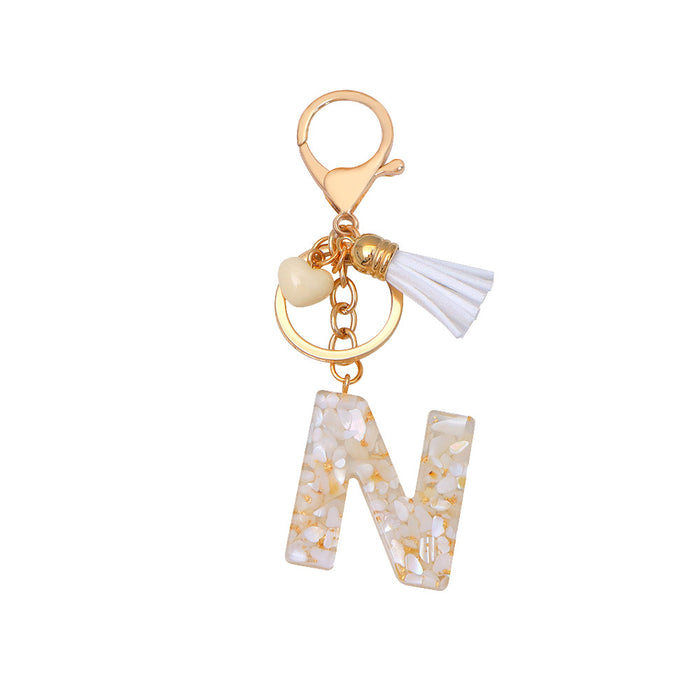 Wholesale New Gold Foil Drop Glue Letter Pendant Keychain Girl Bag Pendant Girlfriend Gift