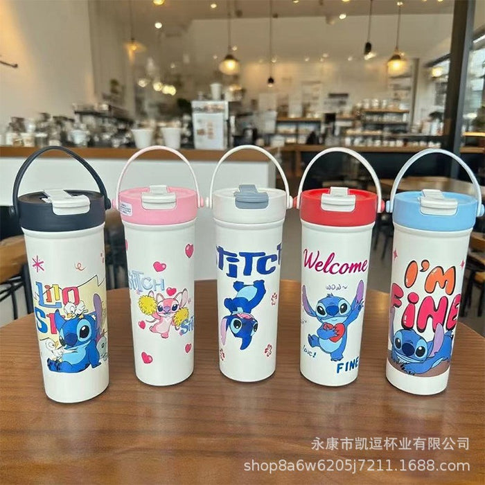 Wholesale Stainless steel thermos cup cartoon suction tube cup portable large capacity ice coffee cup