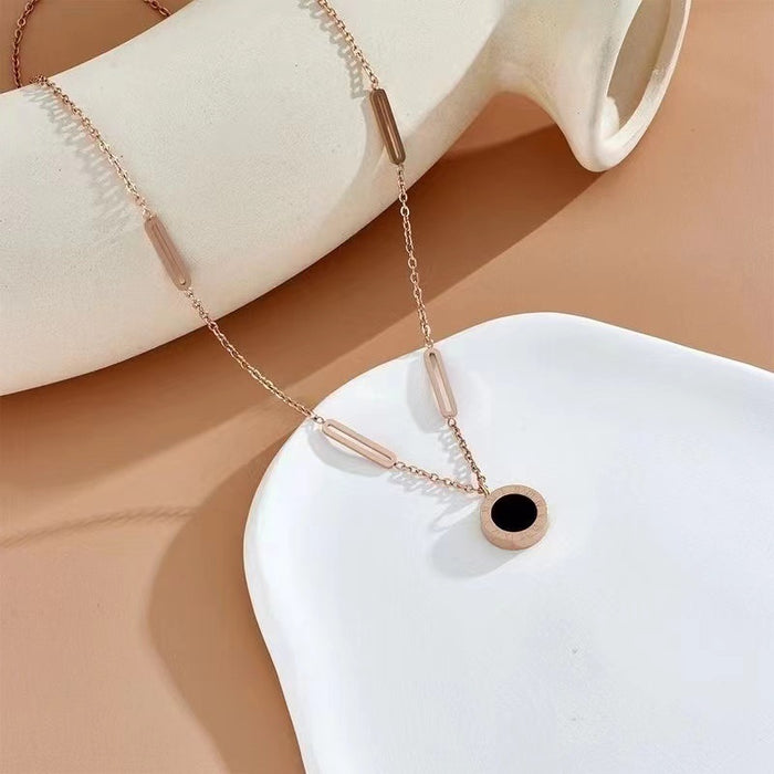 Wholesale Titanium steel necklace pin black and white double-sided design new niche light luxury clavicle chain