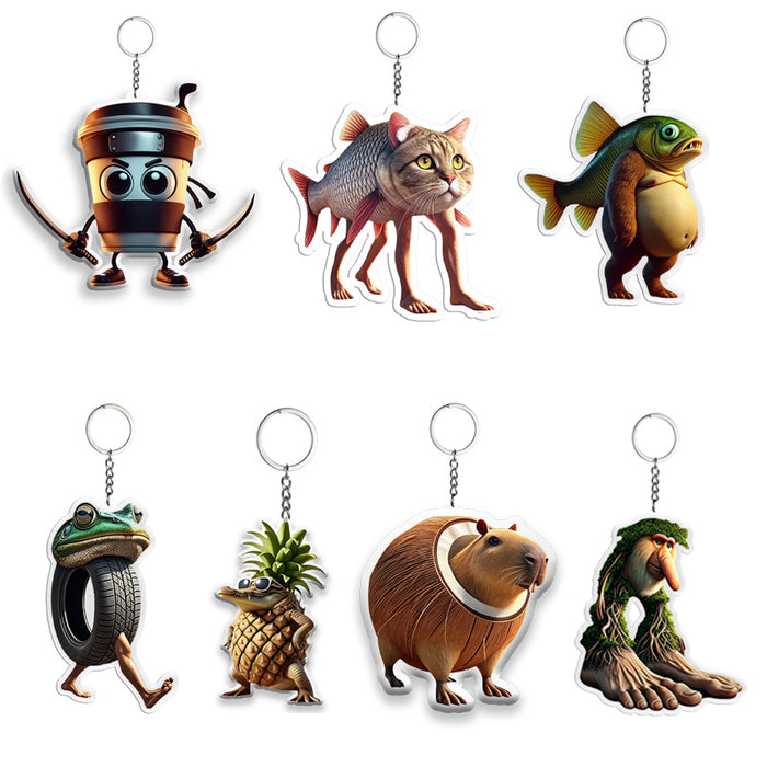 Wholesale Acrylic keychain Shanhaijing abstract backpack ornament