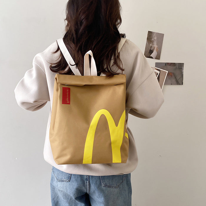Wholesale New bag, large capacity backpack, casual backpack, hamburger paper bag bag, student bag