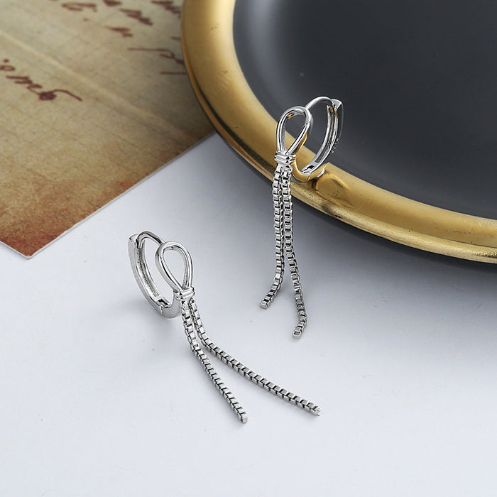 Wholesale Earrings with long temperament, knot earrings, hollowed out water droplet chains, and ear buckles