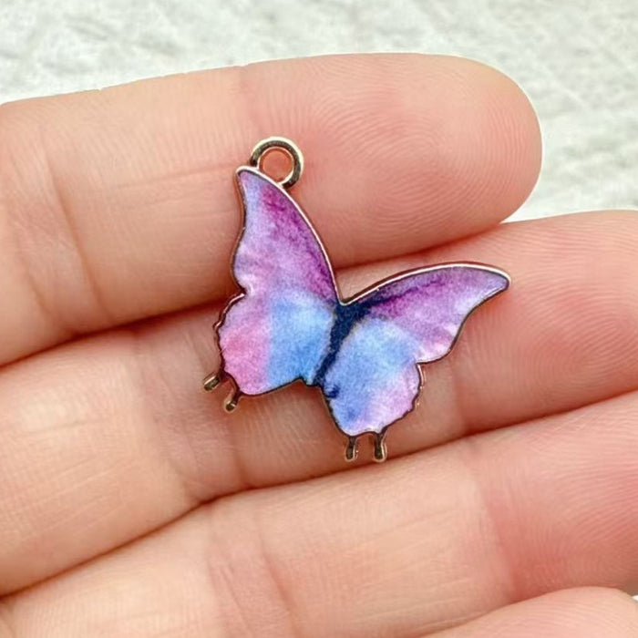 Wholesale 10 PCS DIY alloy enamel colorful butterfly single pendant charm