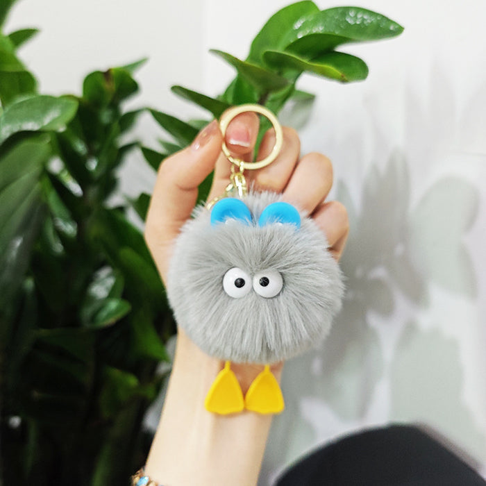 Wholesale imitation rex rabbit fur doll little duck plush ball pendant doll schoolbag pendant keychain mobile phone accessories