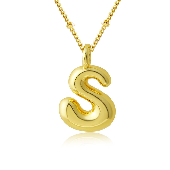 Wholesale Bubble Polished Letter Pendant Copper Necklace JDC-NE-BaiTian012