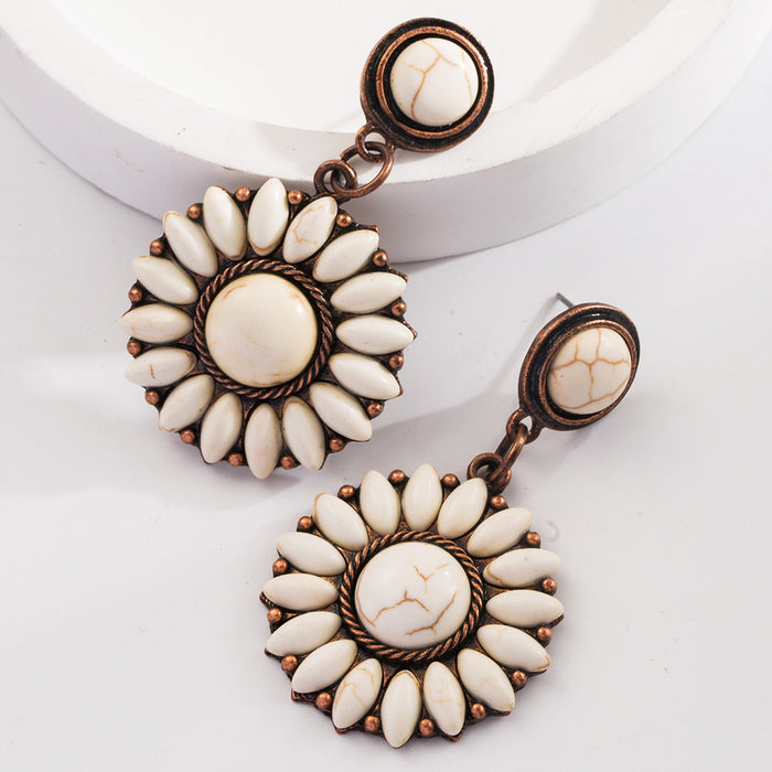 Wholesale Heart-shaped turquoise statement earrings