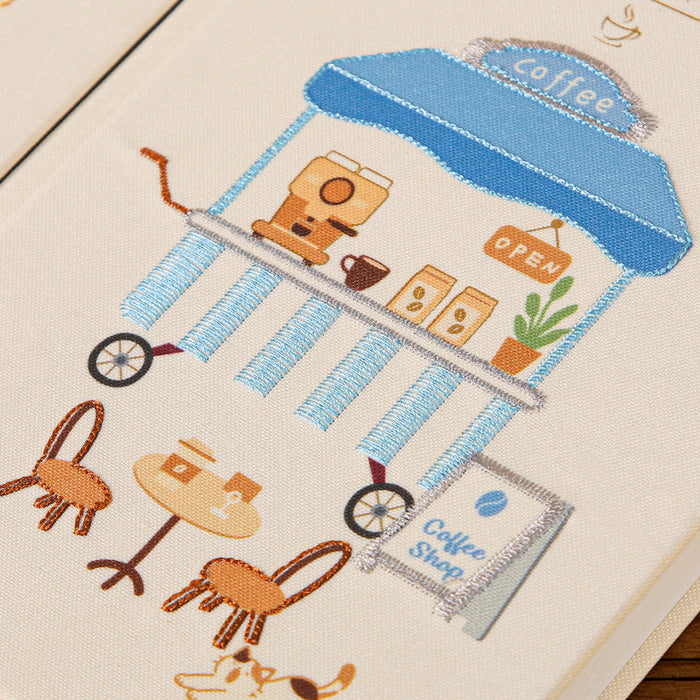 Wholesale Coffee House Embroidered Cloth Hardcover Notebook Design Journal
